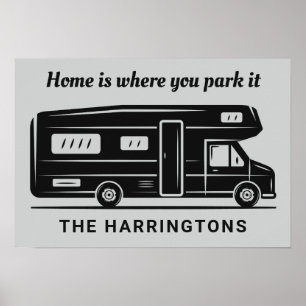 Affiche Nom, texte et couleur personnalisés Camper Van pos