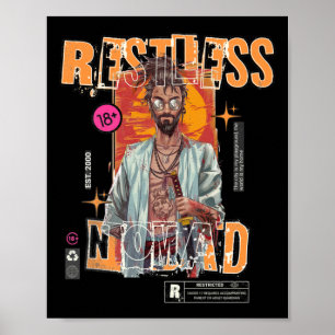 Affiche Nomade Inquiet – Autocollant Samouraï Urbain