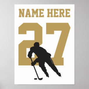 Affiche Nombre de joueurs de hockey personnalisés Noir et