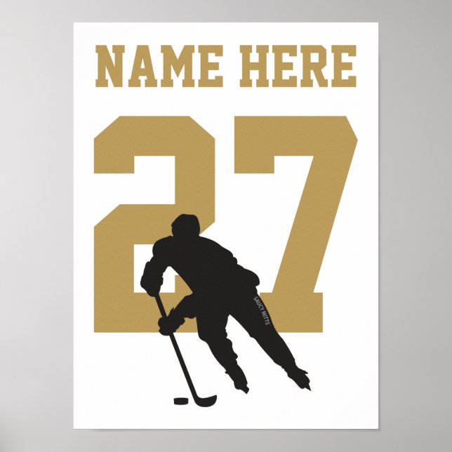 Affiche Nombre de joueurs de hockey personnalisés Noir et  (Devant)