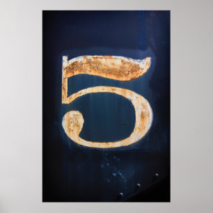 Affiche Nombre vintage cinq