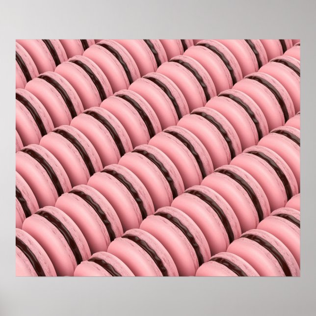 Affiche Nombreuses rangées avec macarons français roses (Devant)
