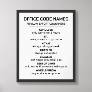Affiche Noms de code Office pour les collègues