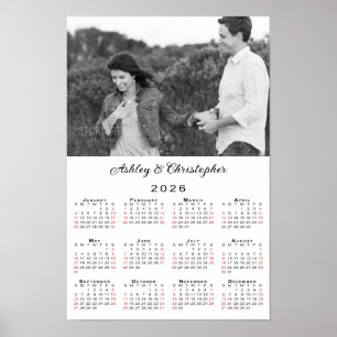 Affiche Noms de couple élégant Photo Calendrier 2026