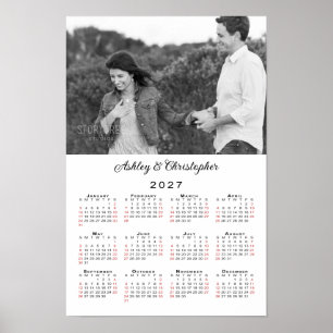Affiche Noms de couple élégant Photo Calendrier 2027