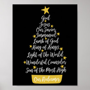 Affiche Noms De Jésus Foi Chrétienne Arbre De Noël Chri