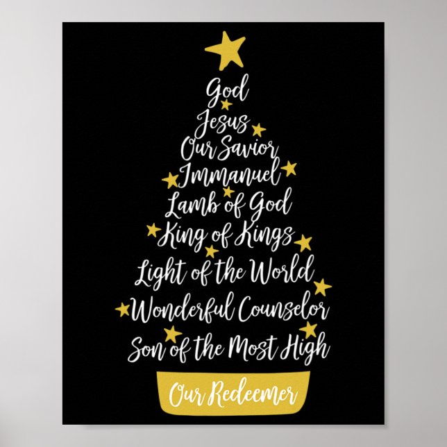 Affiche Noms De Jésus Foi Chrétienne Arbre De Noël Chri (Devant)