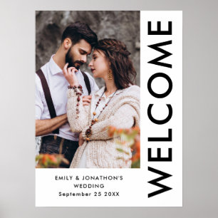 Affiche Noms de mariage de bienvenue de photo contemporain