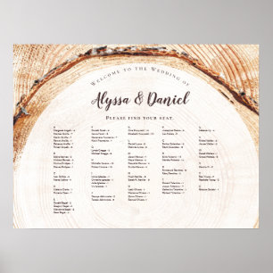 Affiche Noms de script Rustique Mariage Arbre sangles assi