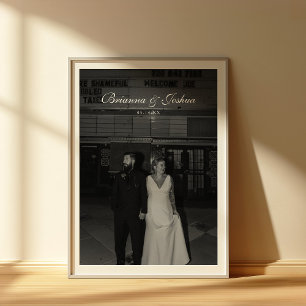 Affiche Noms minimalistes élégants & Photo de mariage avec