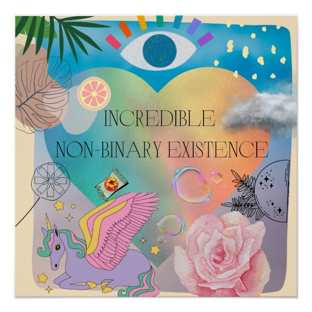 affiche non binaire transgenre licorne (Devant)