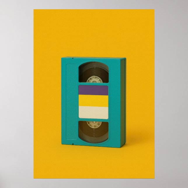 Affiche Non-Binary Pride VHS Tape - Retro Pop Art (Devant)