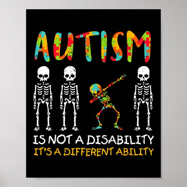 Affiche Non Handicap Capacité Différente Squelette Autisme (Devant)