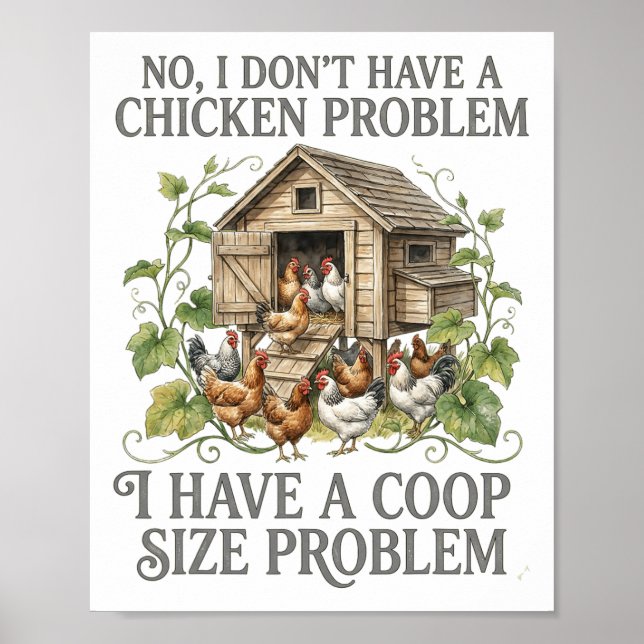 Affiche Non je n'ai pas de problème de poulet Taille du po (Devant)