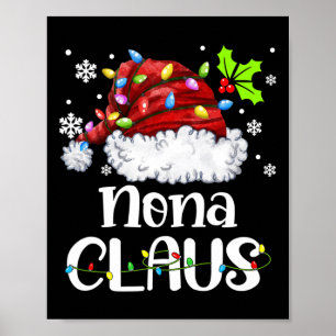 Affiche Nona Claus Santa Hat Noël Lumière Noël Famille