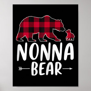 Affiche Nonna Bear Pajama de Noël Red Buffalo Plaid