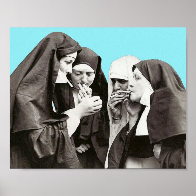 Affiche Nonnes fumant la photographie vintage  (Devant)