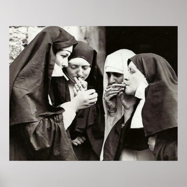 Affiche Nonnes fumant une photo vintage  (Devant)