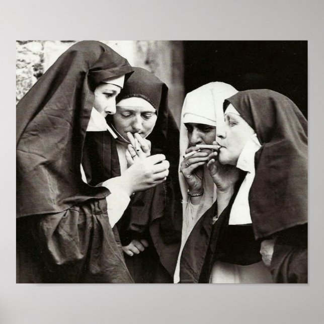 Affiche Nonnes fument Photographie Vintage (Devant)