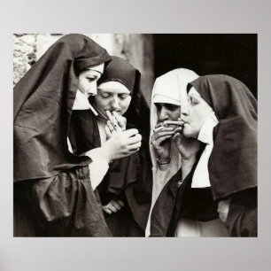 Affiche Nonnes fumer photographie vintage