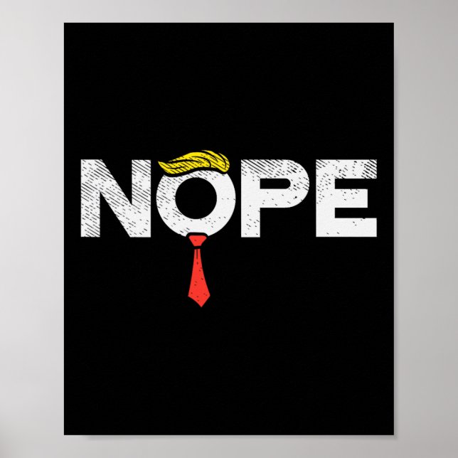 Affiche Nope anti-Trump Cravate rouge perruque Stop Donald (Devant)