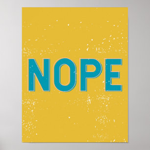 Affiche NOPE - Typographie en Jaune et Bleu