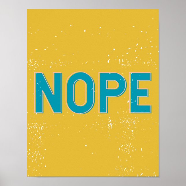 Affiche NOPE - Typographie en Jaune et Bleu (Devant)