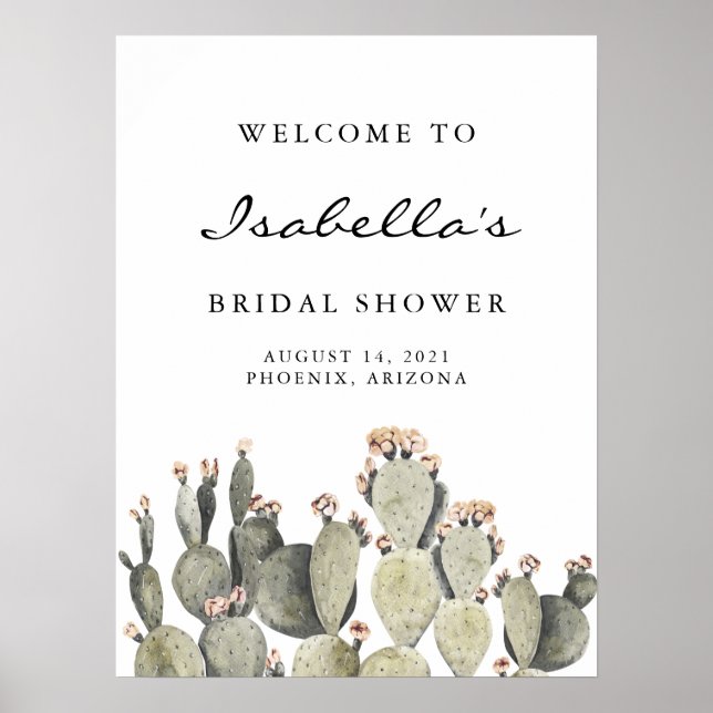 Affiche Norah - Bohemian Prickly Pear Cactus Bridal Shower (Devant)