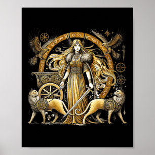 Affiche Nordic Mythic Créations Freyja Norse Déesse De Lo