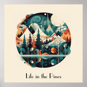 Affiche Nordic Pines & Peaks, personnalisable