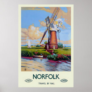 Affiche Norfolk Norwich Royaume-Uni Grande-Bretagne Voyage