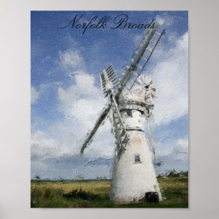 Affiche Norfolk Peinture à l'huile de moulin blanc