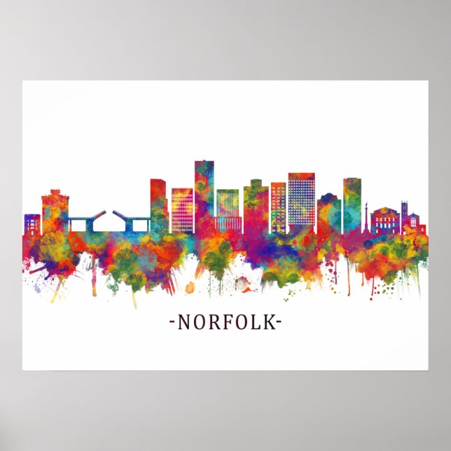 Affiche Norfolk Virginia Skyline (Devant)