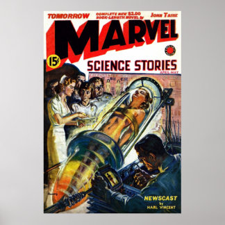 Affiche Norman Saunders couverture de Marvel Science Stori