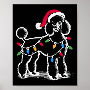 Affiche Normes Poodle Feux de Noël Santa Hat Xmas D