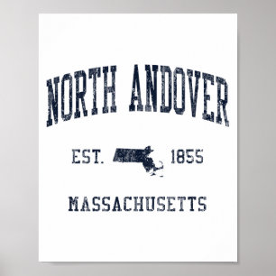 Affiche North Andover Ma Jn1 Conception Athlétique Bleue V