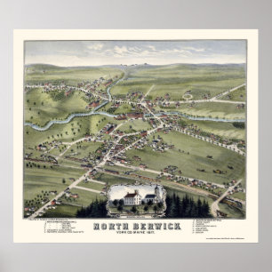 Affiche North Berwick, ME Panoramic Map - 1877
