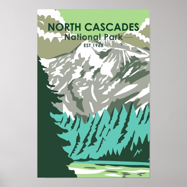 Affiche North Cascades National Park Goode Mountain Retro  (Devant)