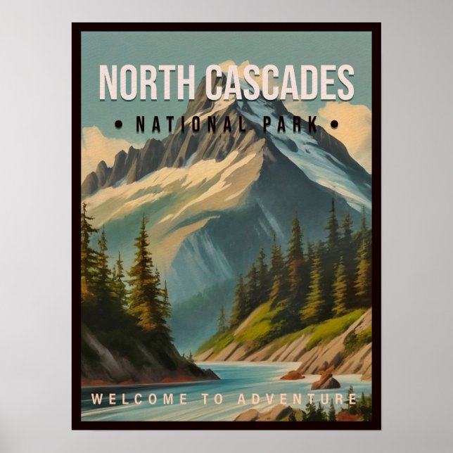 Affiche North Cascades National Park Washington Vintage (Devant)