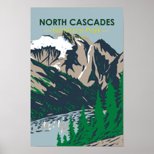 Affiche North Cascades Parc national Mont Triumph Vintage