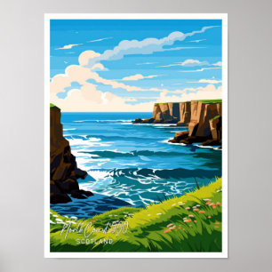 Affiche North Coast 500 Scotland Travel Illustration