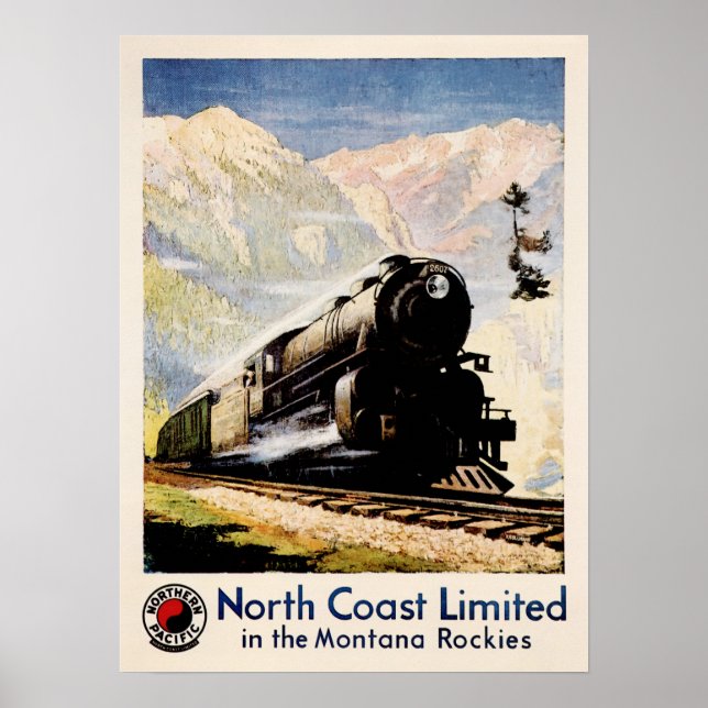 Affiche North Coast Limited Train Railway Annonce de voyag (Devant)