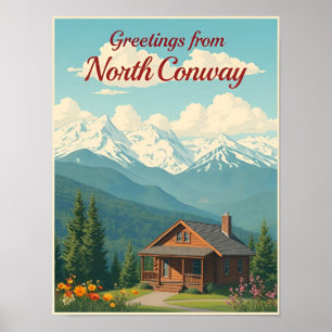 Affiche North Conway, New Hampshire – Montagnes Blanches