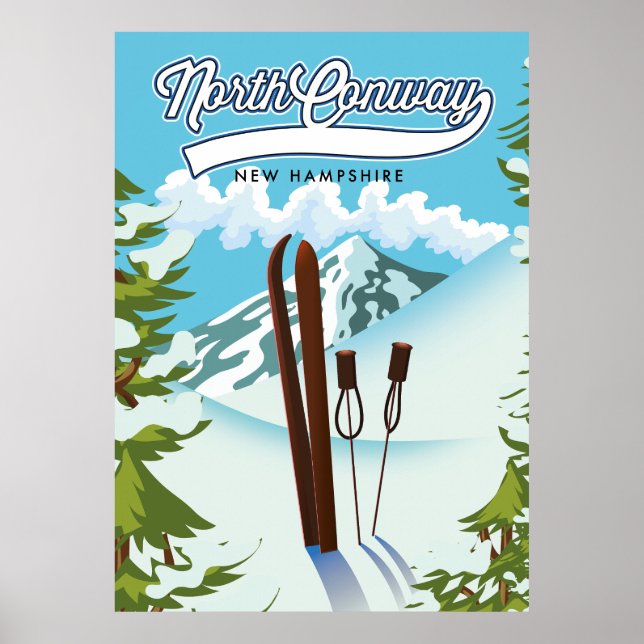 Affiche North Conway New Hampshire, pour skier (Devant)
