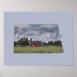 Affiche North Dakota State Photo insert and town name