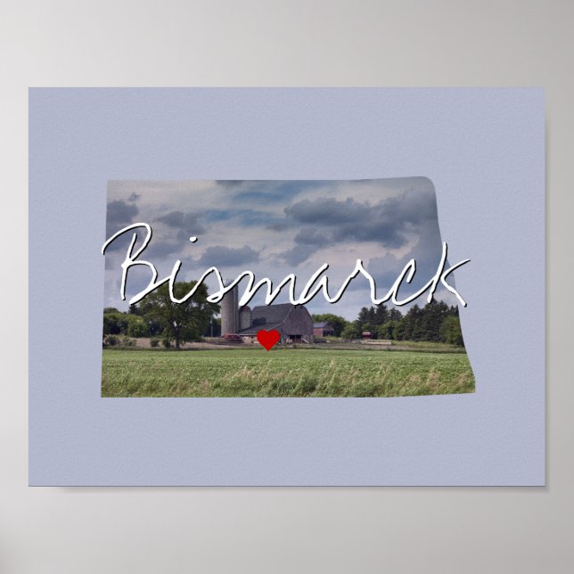 Affiche North Dakota State Photo insert and town name (Devant)