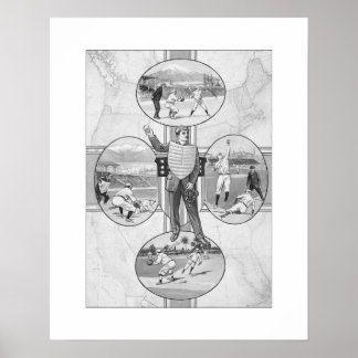 Affiche North East South West Baseball, Art Print