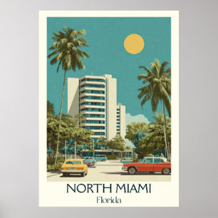 Affiche North Miami Floride Vintage Urban Travel Art