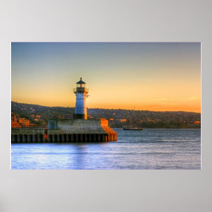 Affiche North Pier Lighthouse with Tall Ship