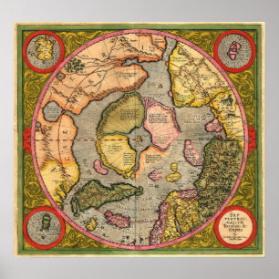 Affiche North Pole Map by Mercator